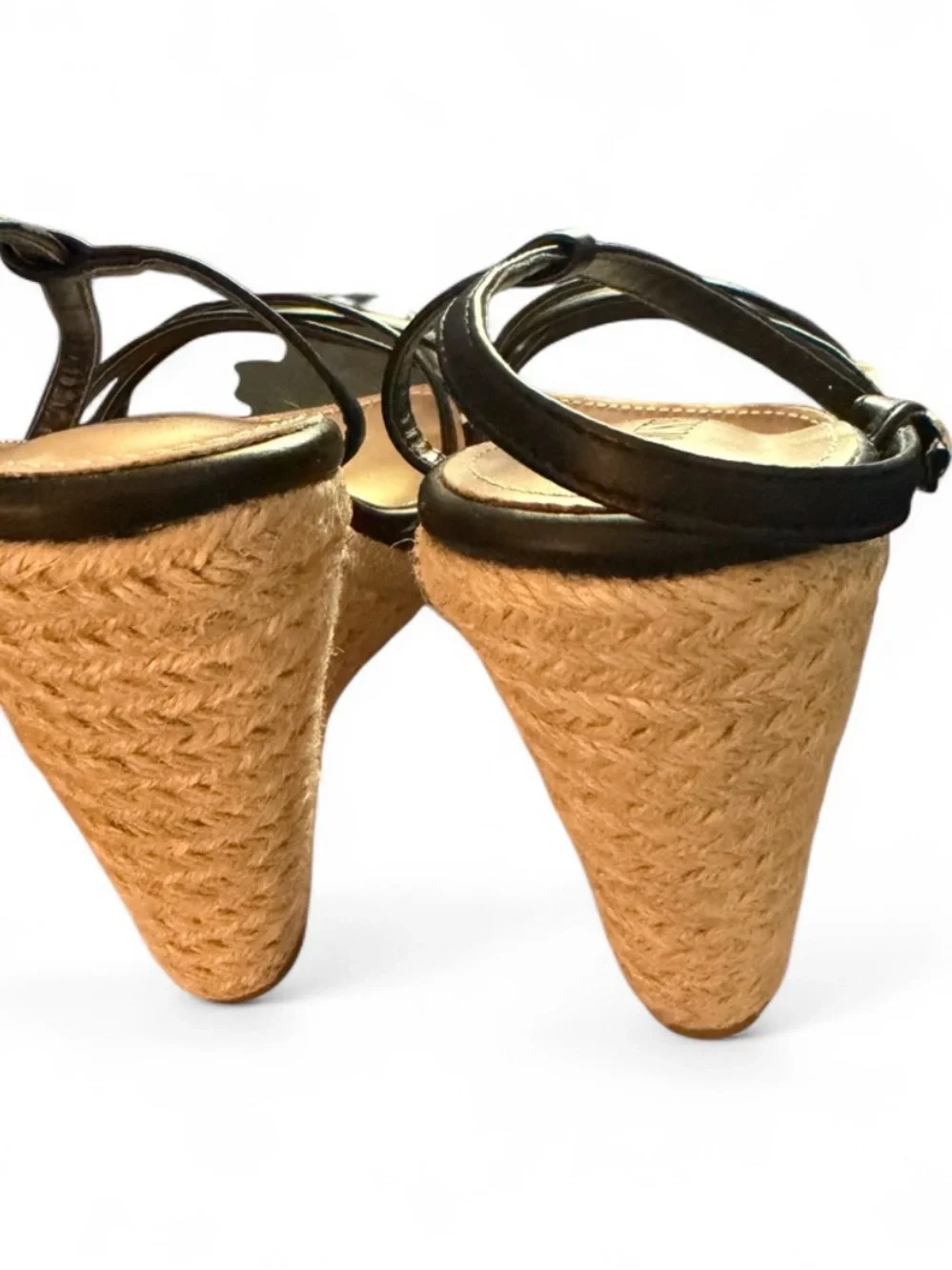 Just Fab black wedge sandals with espadrille sole SIZE 9 #wedges #espadrille